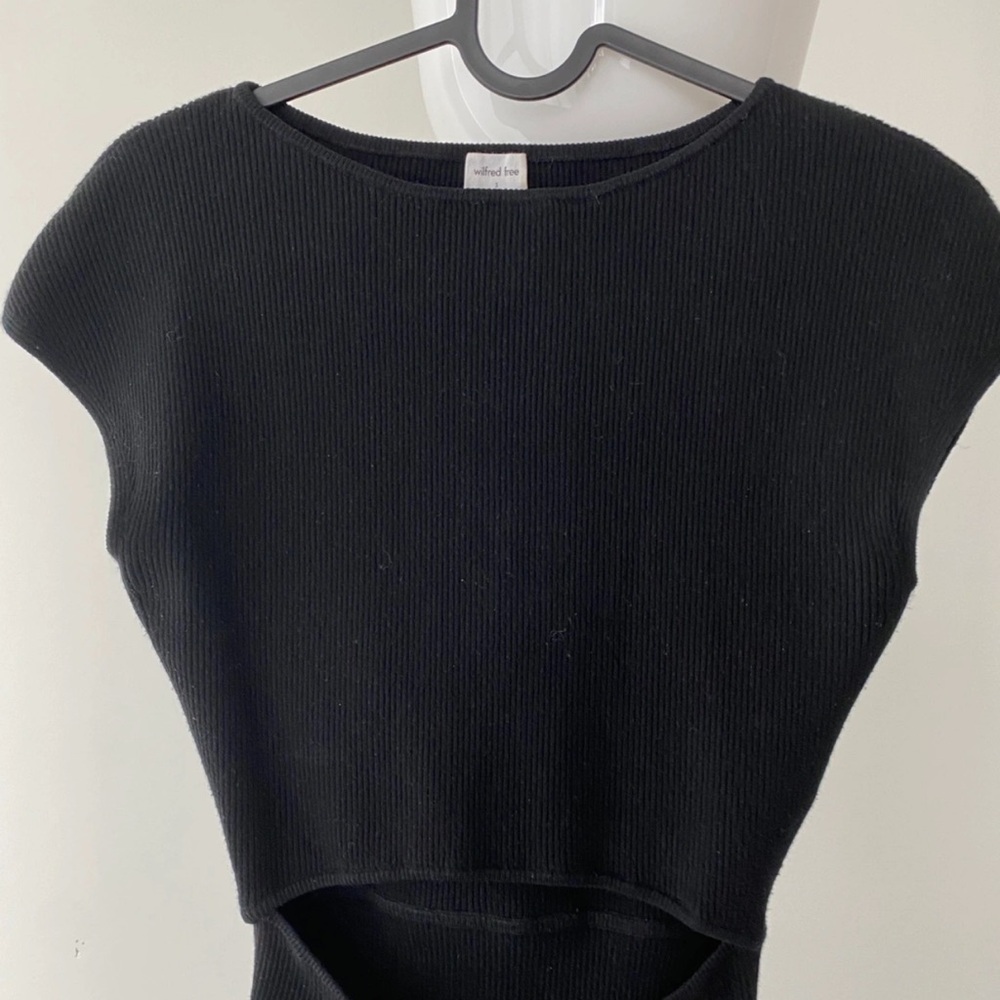 Aritzia Black Ribbed Cap Sleeve Top
